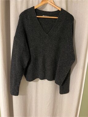 Zara Dark Charcoal V-Neck Sweater